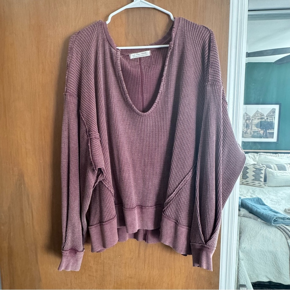 We The Free mauve waffle knit shirt